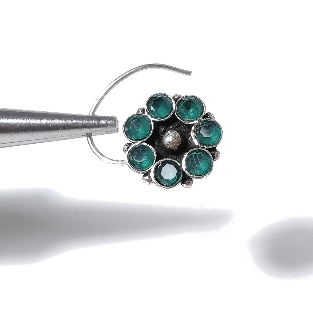 Orecchini da naso STROMBOLI | con Spirale e Pietra | Argento 925 | Piercing BOHO
