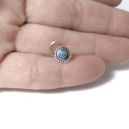 Orecchini da naso TAVOLARA | con Spirale e Pietra | Argento 925 | Piercing BOHO