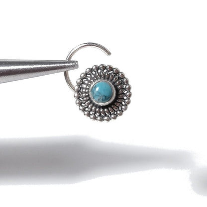 Orecchini da naso TAVOLARA | con Spirale e Pietra | Argento 925 | Piercing BOHO