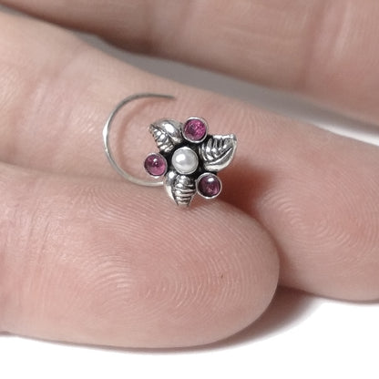 ORECCHINI da naso TENERIFE | con Spirale e Pietra | Argento 925 | Piercing BOHO – immagine3