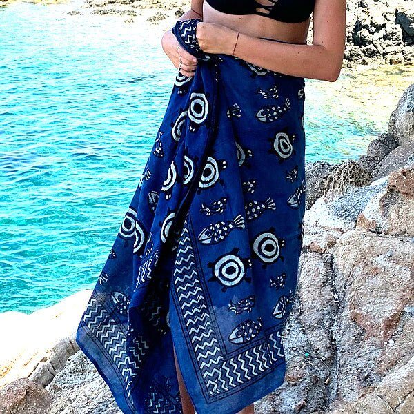 Pareo | Sciarpa artigianale in cotone con ornamenti Rajasthani