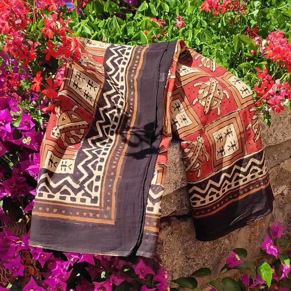 Pareo | Sciarpa artigianale in cotone con ornamenti Rajasthani
