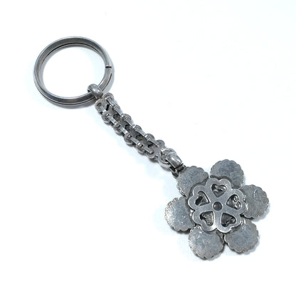 PORTACHIAVI argento in argento 925 con ORNAMENTI etnici – forma floreale