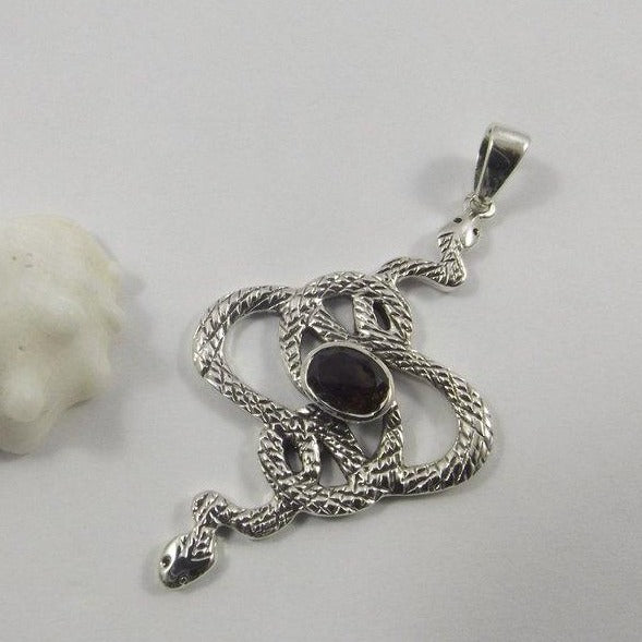 CIONDOLO SERPENTE con QUARZO FUME'