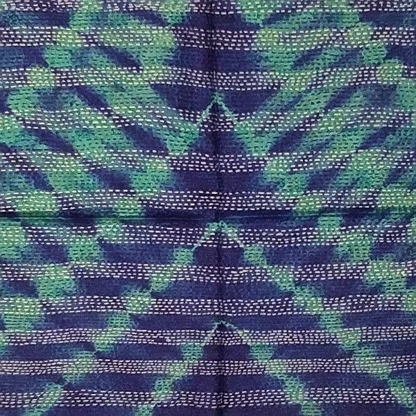 Sciarpa KANTHA con tessuti vintage misto seta ricamo a mano batik - blu