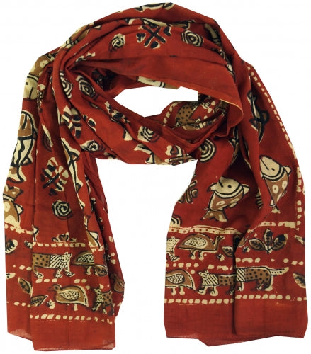 Pareo Pesce sciarpa artigianale in cotone con ornamenti Rajasthani