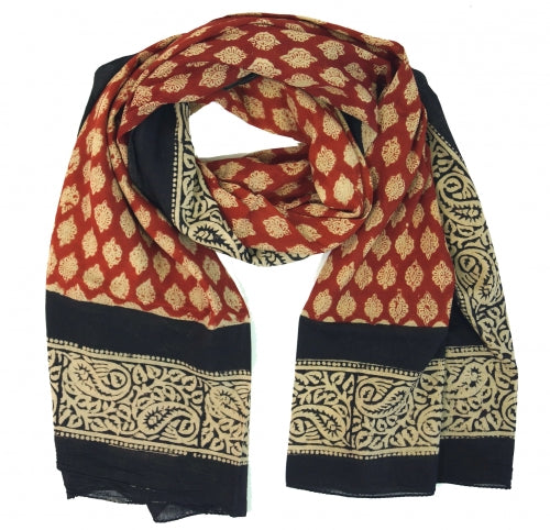 Pareo - Sciarpa artigianale in cotone con ornamenti Rajasthani