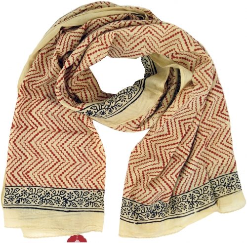 Pareo Sciarpa artigianale in cotone con ornamenti Rajasthani - rosso